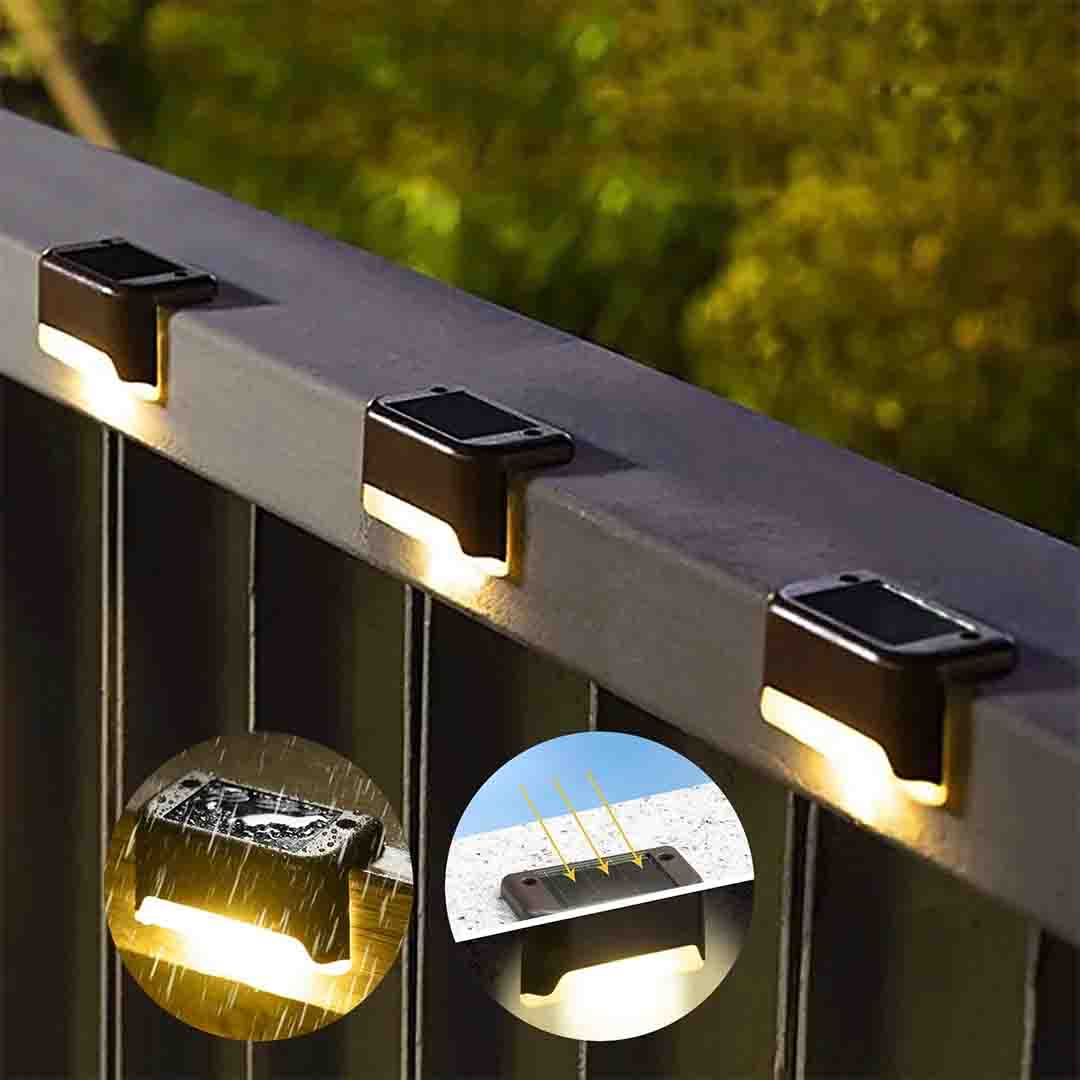 Set lampi solare pentru trepte sau terase, senzor de lumina
