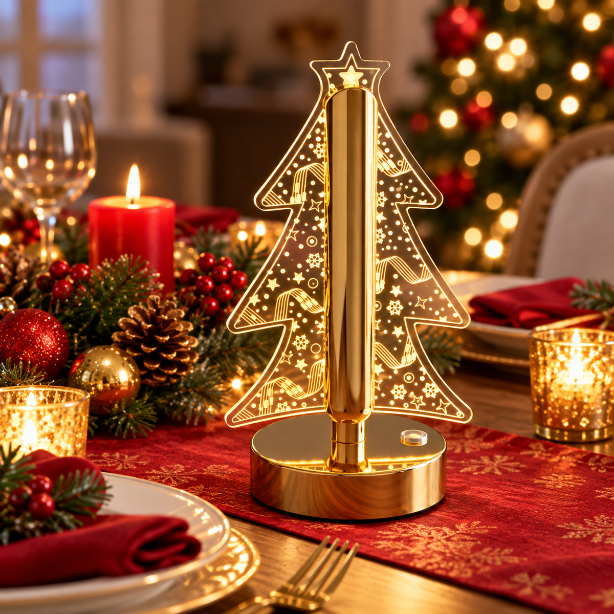 Lampă decorativă LED în formă de brad – decor de Crăciun
