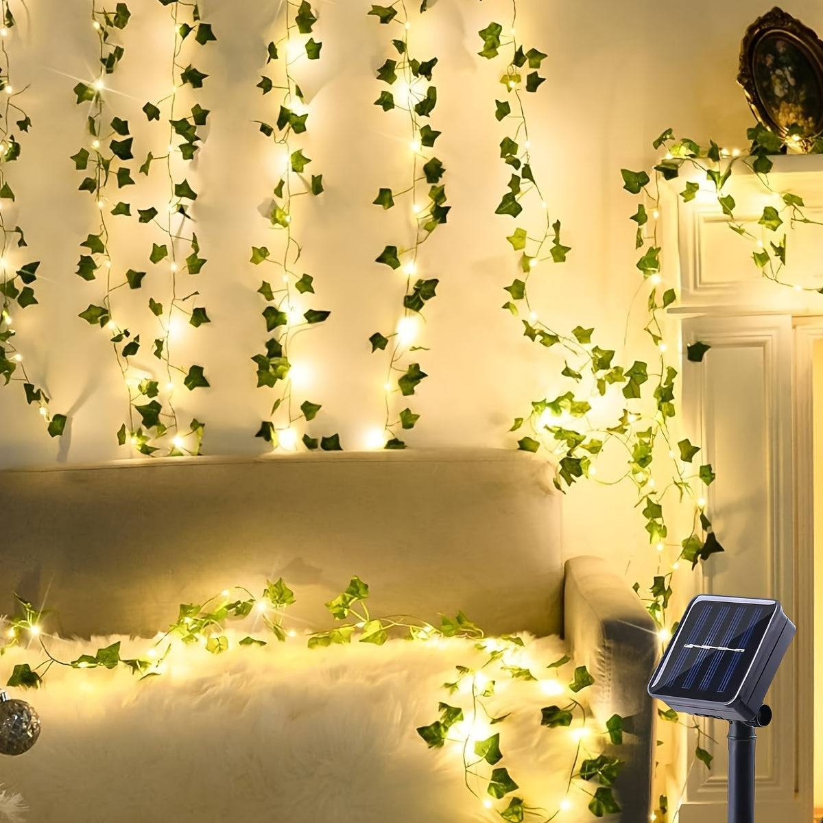Ghirlanda solara decorativa model frunze verzi. PANOU SOLAR