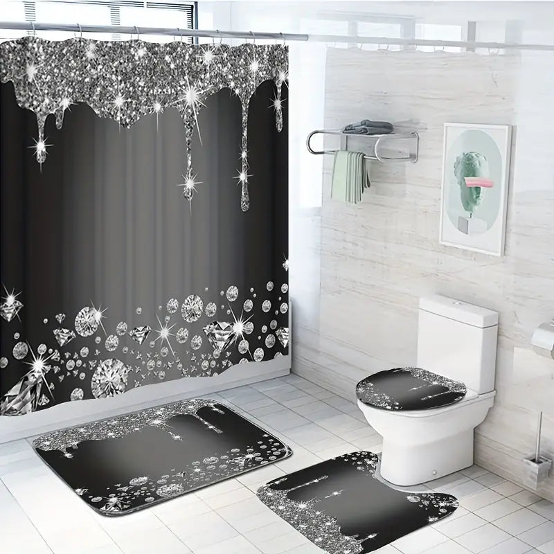 Set pentru baie: perdea, covorase si husa de toaleta - Diverse modele