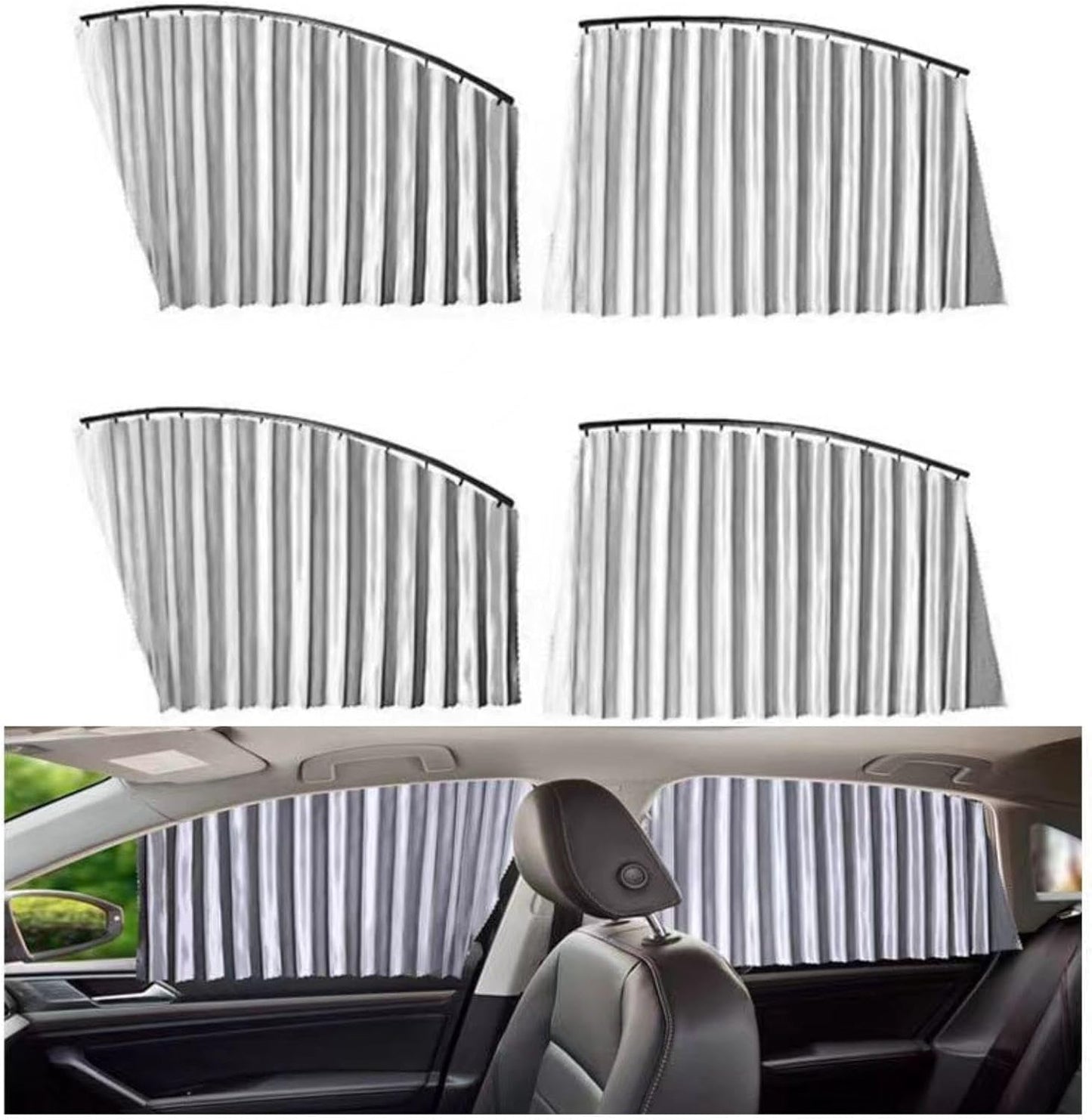 Set 4 x parasolar auto retractabil, geamuri laterale, gri