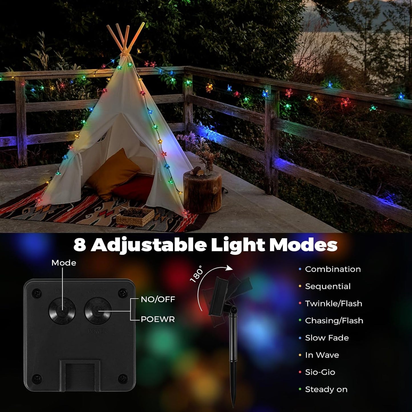 1+1 CADOU Instalatie solara flori Sakura 50 LED