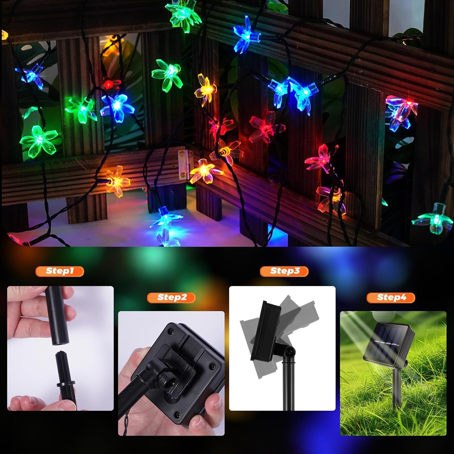 1+1 CADOU Instalatie solara flori Sakura 50 LED