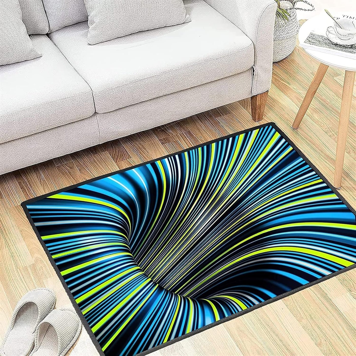 Covor 3D 80 x 120 cm, lavabil, antiderapant, blue cyclone