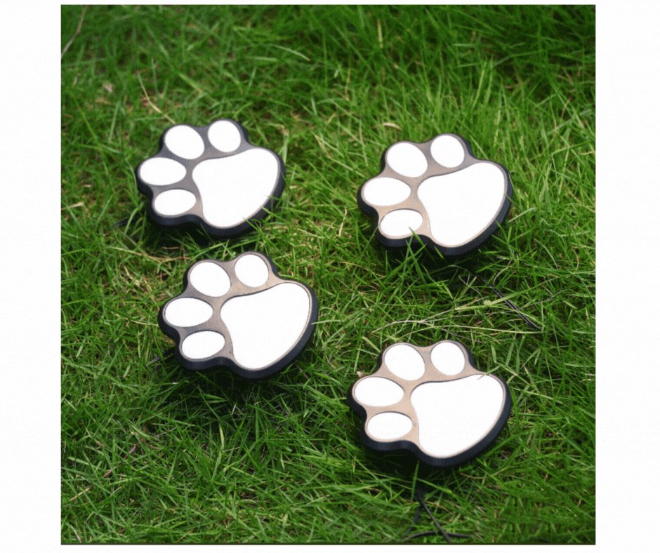Set 4 lampi solare Paw Print Light - Alb Cald