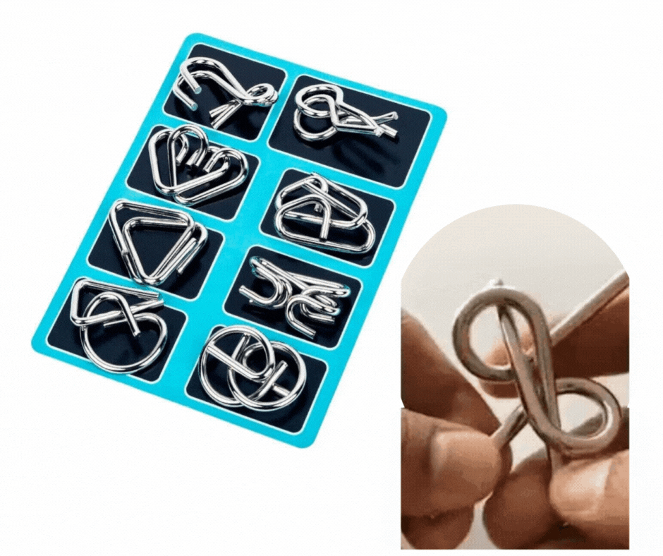 Set de 8 puzzle-uri din metal pentru antrenarea mintii