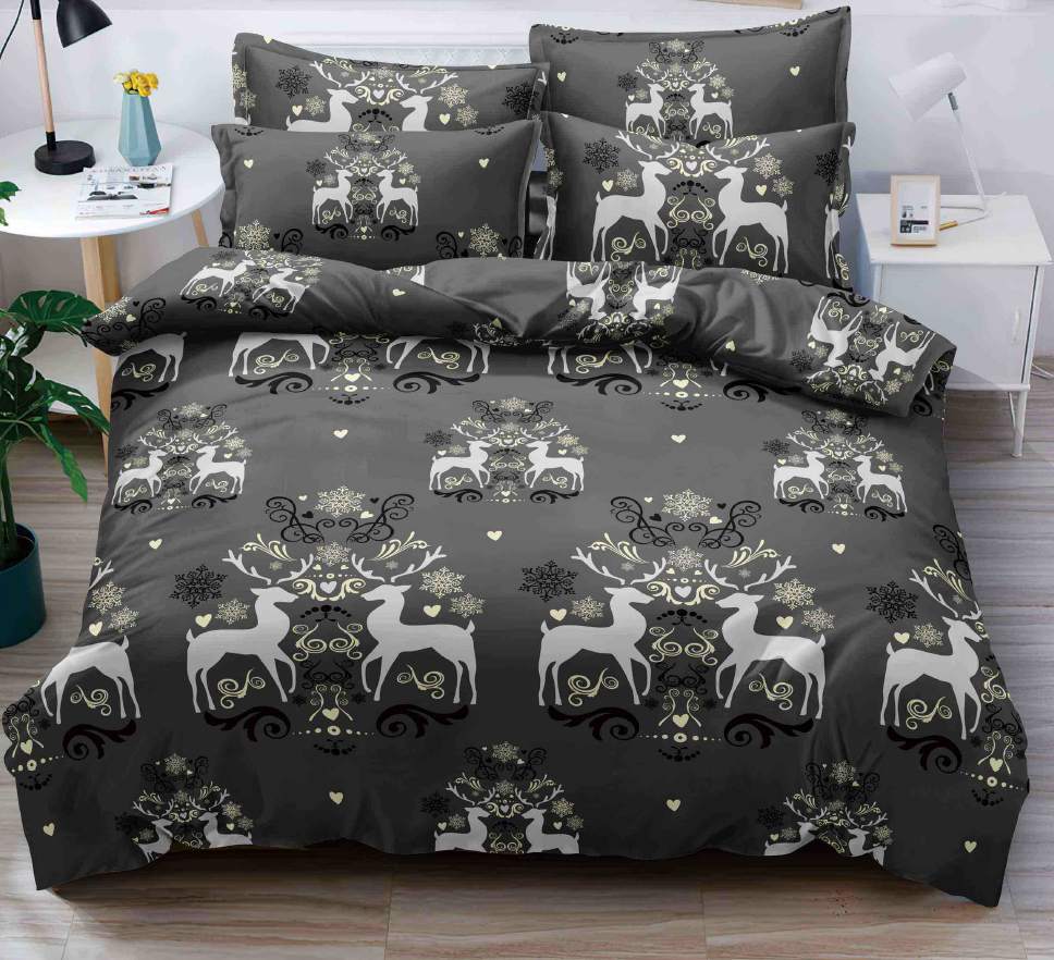 Lenjerie pat dublu, BUMBAC FINET, 6 piese, X-Mass Collection