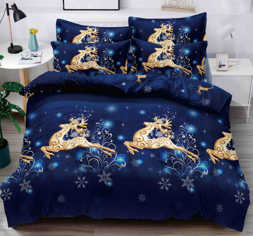 Lenjerie pat dublu, BUMBAC FINET, 6 piese, X-Mass Collection
