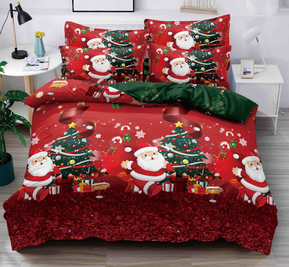 Lenjerie pat dublu, BUMBAC FINET, 6 piese, X-Mass Collection