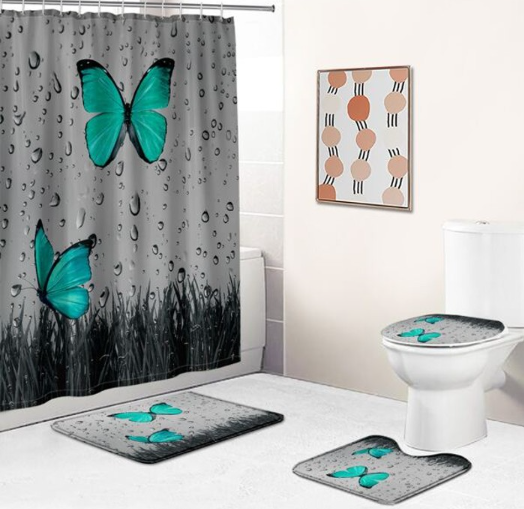 Set pentru baie: perdea, covorase si husa de toaleta - Diverse modele