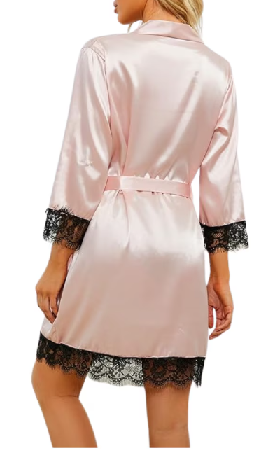 Set pijama dama din 3 piese , satin + dantela