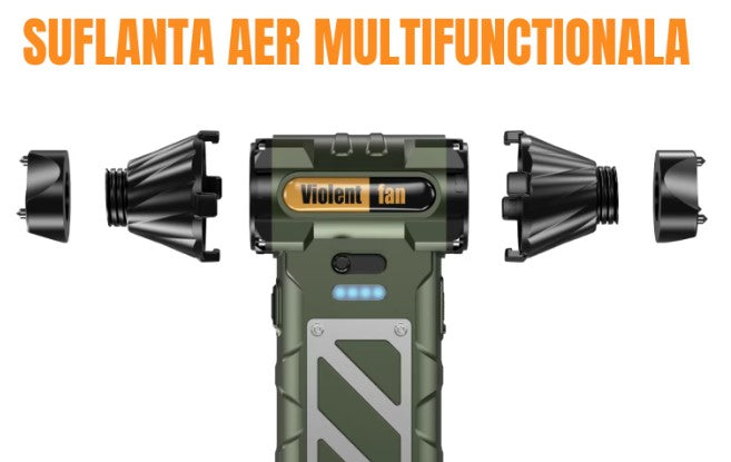 Pistol Aer Comprimat Portabil, Turbo Fan, 110000 RPM, Profesional, Baterie 8000 mAh, Putere Reglabila , Incarcare USB Tip-C