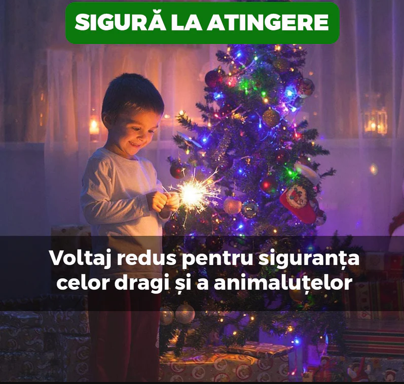 Instalație de lumini de Crăciun, tip rolă, interior/exterior, lungime 20 m