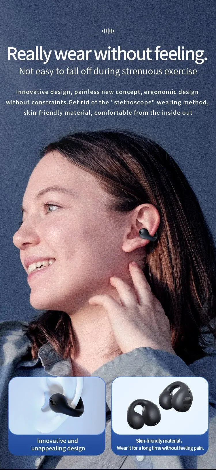 Casti Bluetooth prindere pe ureche, control tactil