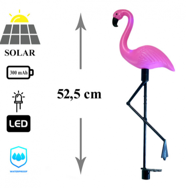 Set 3 x Lampa solara pentru gradina, Flamingo