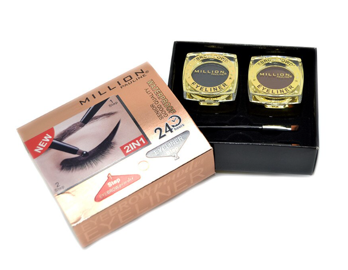 Kit Sprancene 2 in 1, Eyeliner Gel, Pudra Sprancene, 2 Pensule Million Pauline