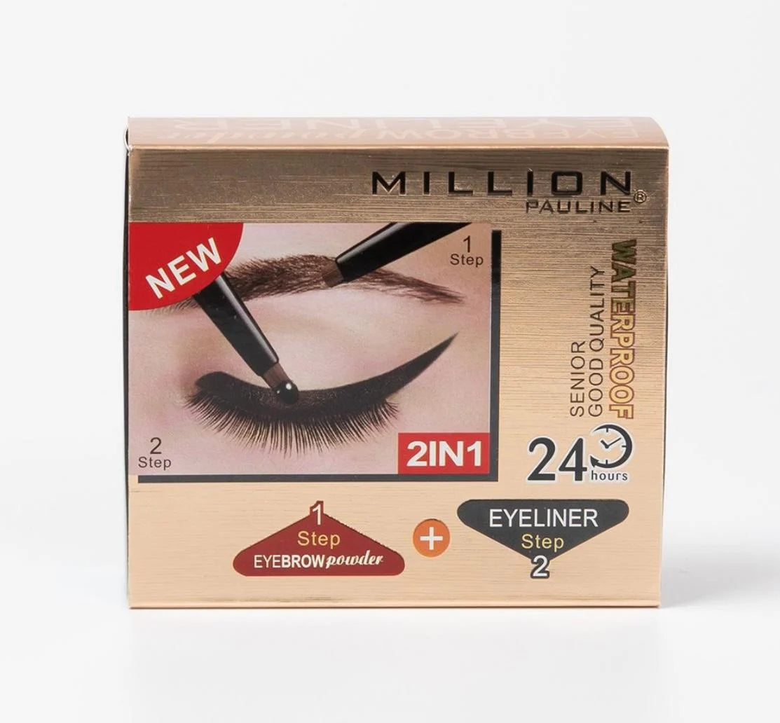 Kit Sprancene 2 in 1, Eyeliner Gel, Pudra Sprancene, 2 Pensule Million Pauline
