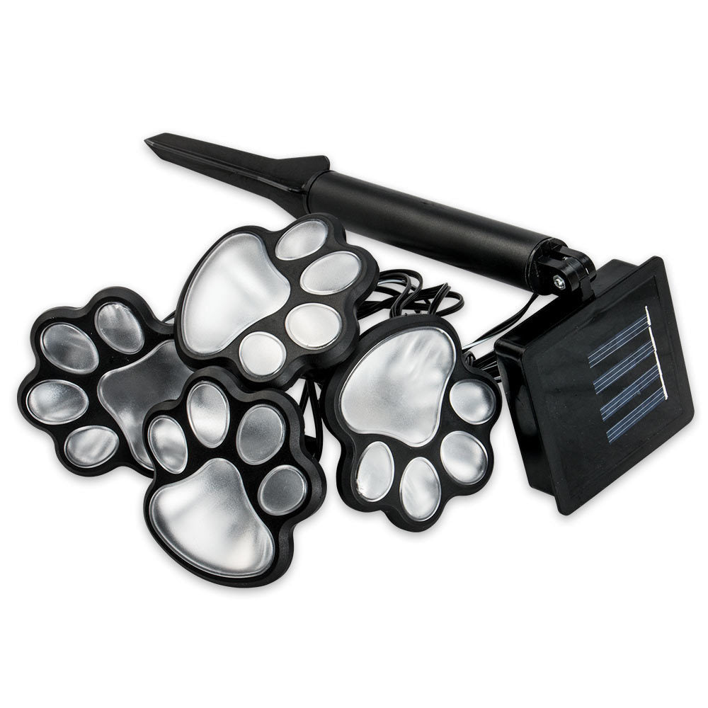 Set 4 lampi solare Paw Print Light - Alb Cald