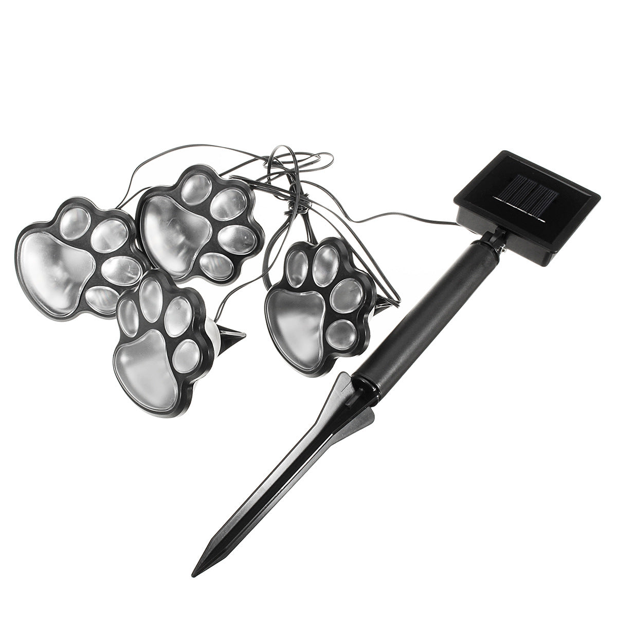 Set 4 lampi solare Paw Print Light - Alb Cald
