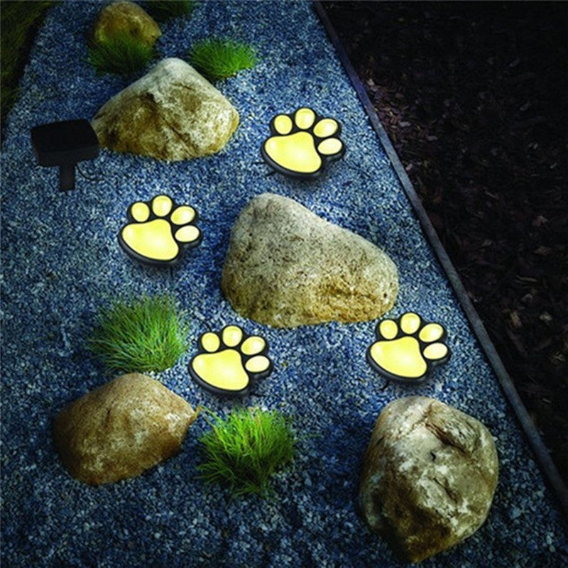 Set 4 lampi solare Paw Print Light - Alb Cald