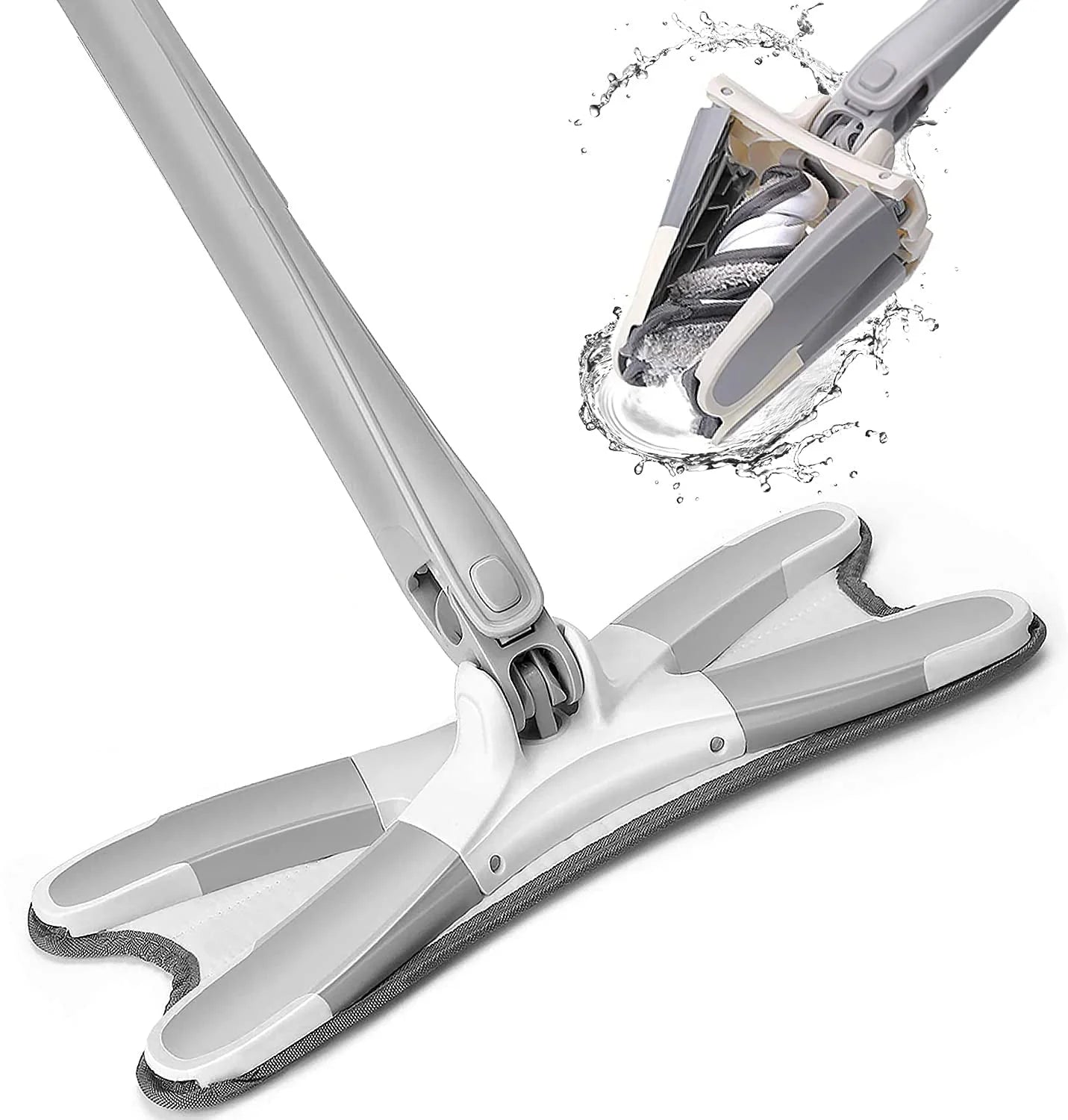 Mop cu burete din fibre cu stoarcere tip X, rotatie de 360°
