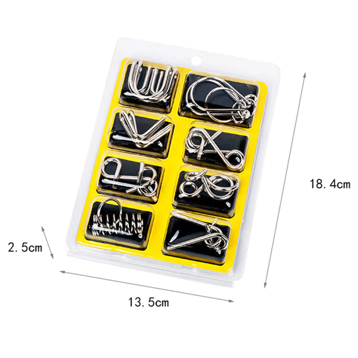 Set de 8 puzzle-uri din metal pentru antrenarea mintii