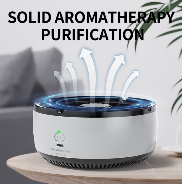 Scrumiera electrica, ABS, USB, gri