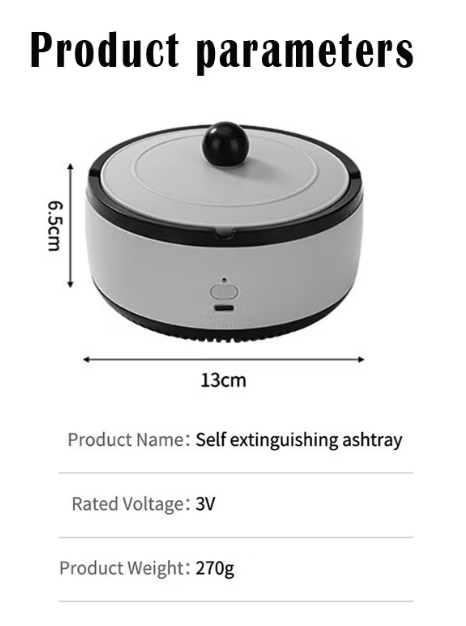 Scrumiera electrica, ABS, USB, gri