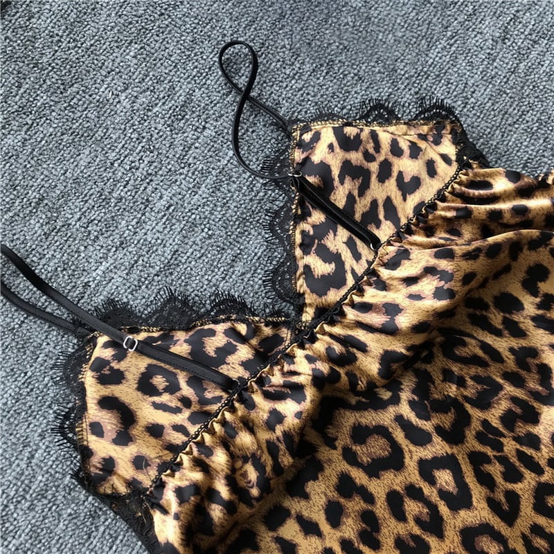 Set Pijama Dantela Leopard , 4 Piese
