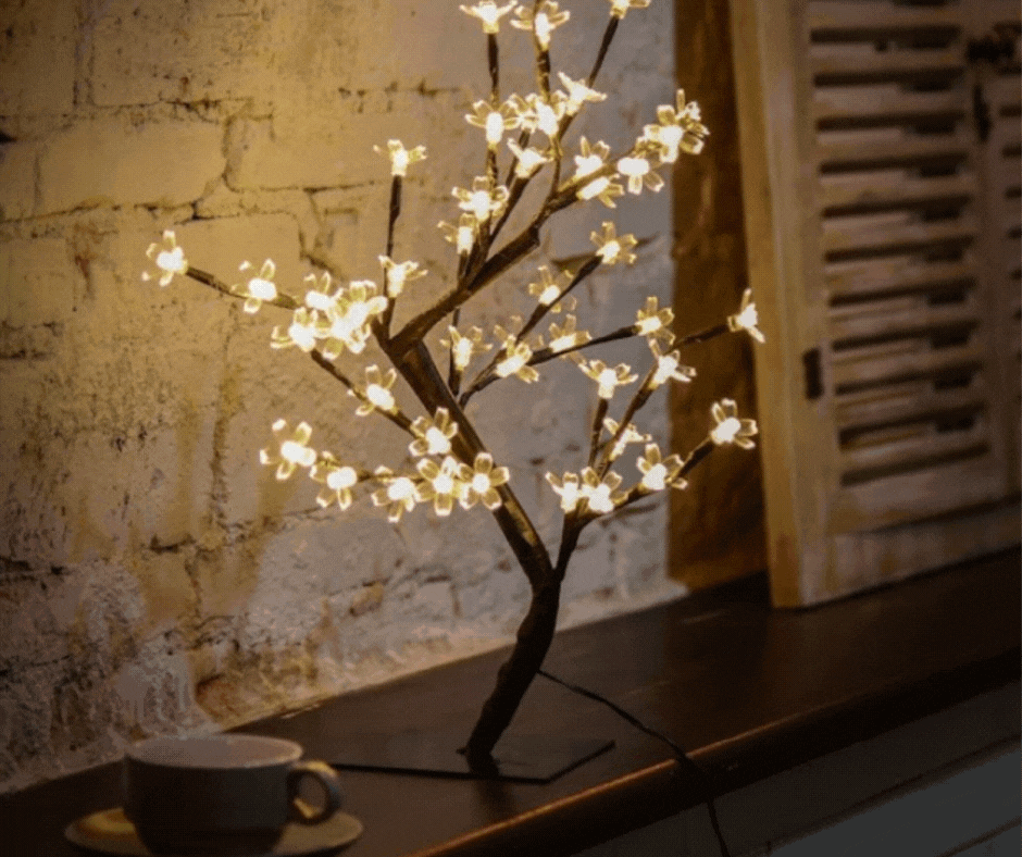 Copac decorativ cu flori de cires, 28 LED