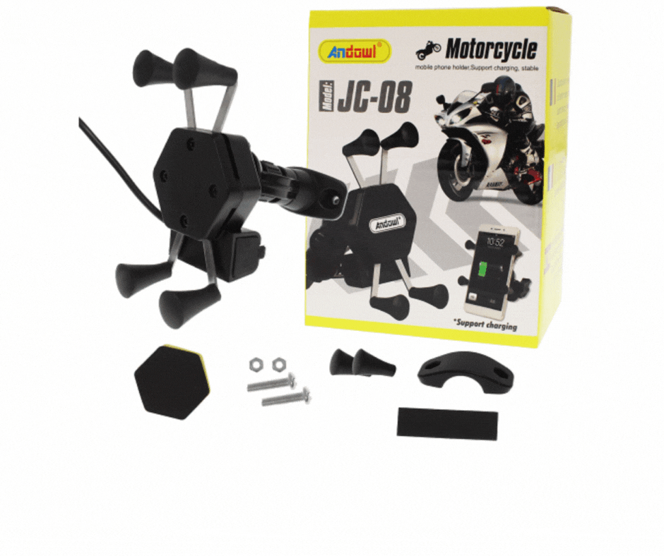 Suport de telefon Andowl cu incarcator, pentru motocicleta