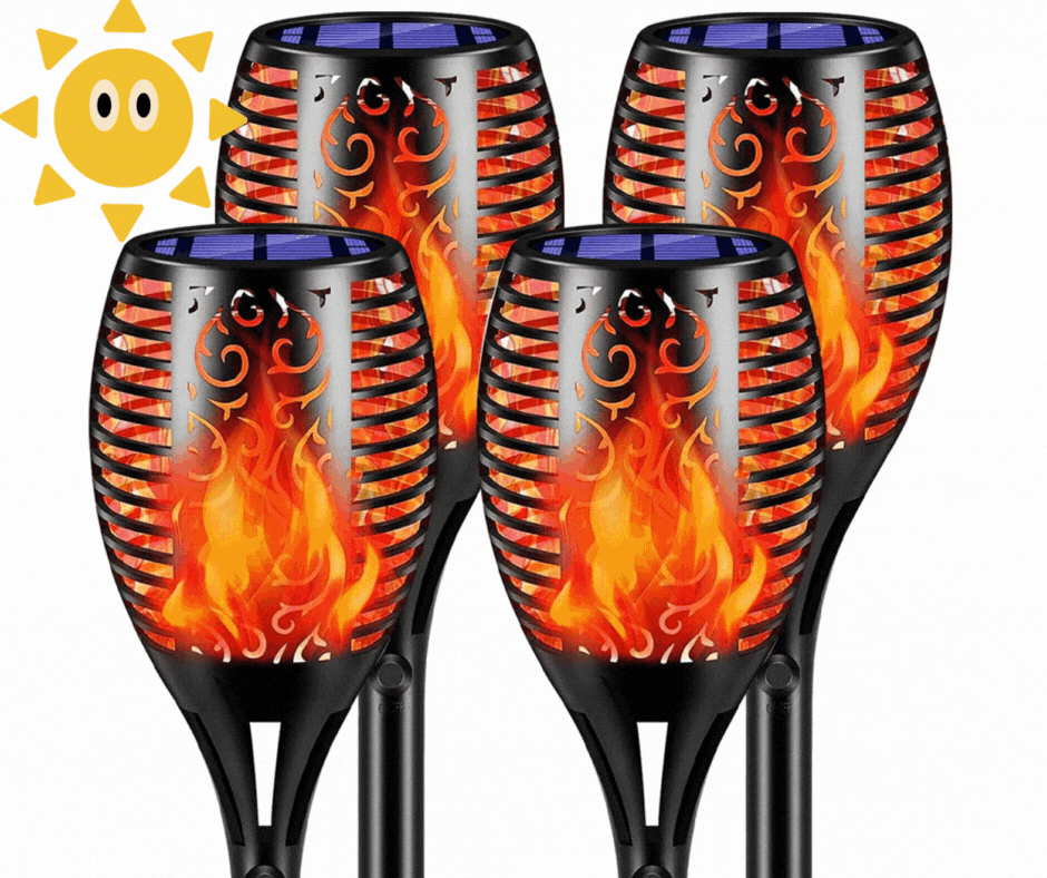 Set 4 / 6 sau 8 lampi solare tip torta cu efect flacara
