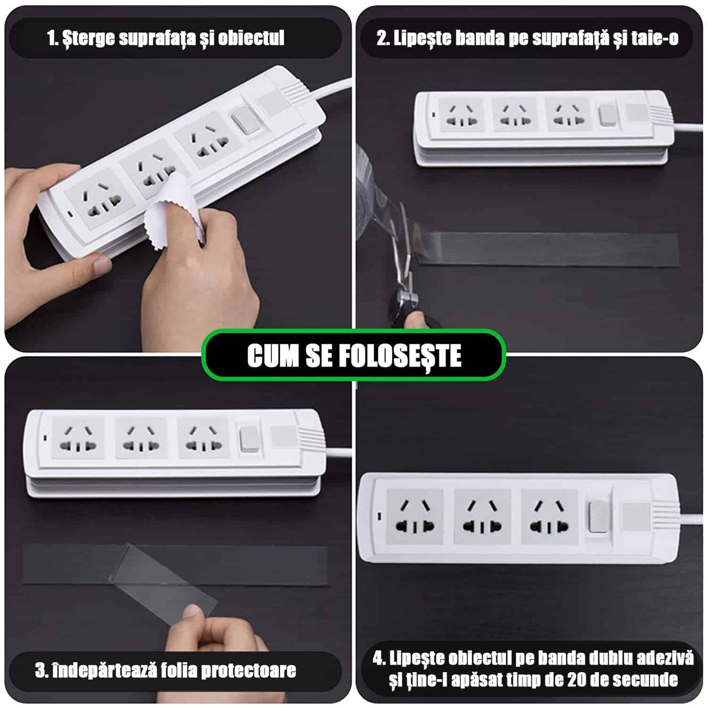 Banda transparenta dublu adeziva 5m