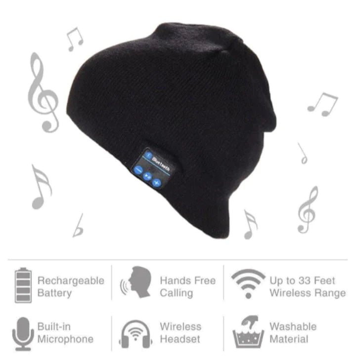 Caciula cu bluetooth. Handsfree si Microfon, Unisex, Negru