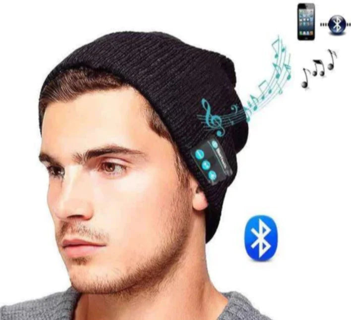 Caciula cu bluetooth. Handsfree si Microfon, Unisex, Negru