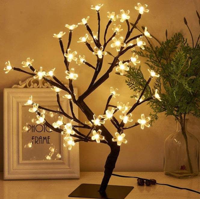 Copac decorativ cu flori de cires, 28 LED