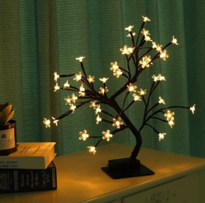 Copac decorativ cu flori de cires, 28 LED