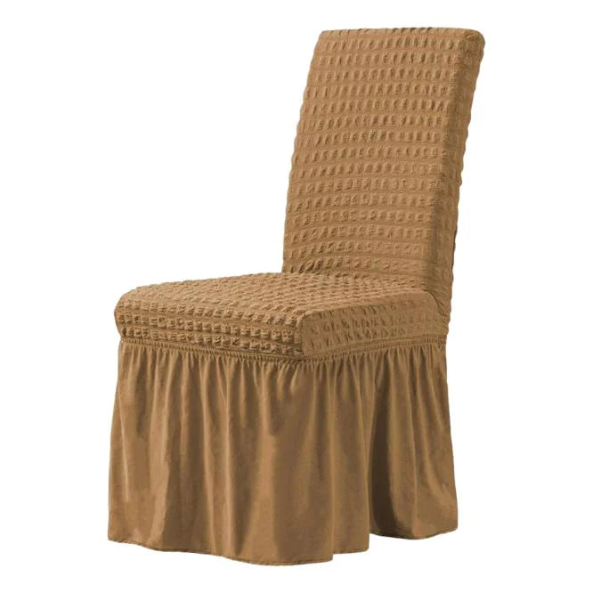 SET 6x Huse creponate cu volane din bumbac premium, pentru scaune