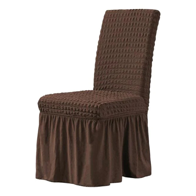 SET 6x Huse creponate cu volane din bumbac premium, pentru scaune