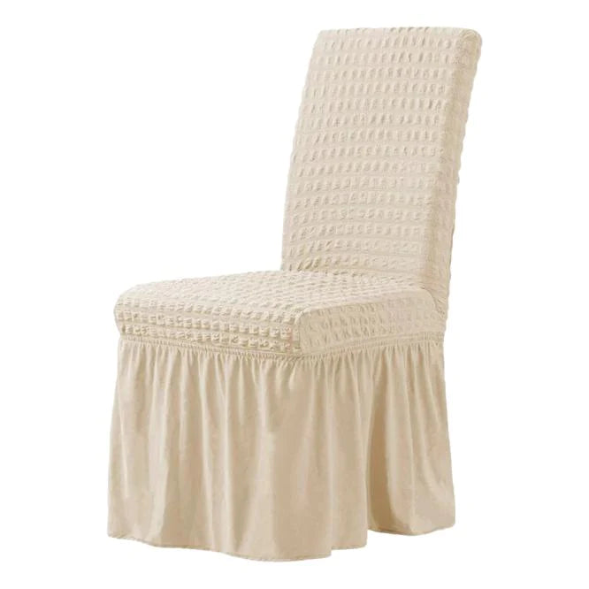 SET 6x Huse creponate cu volane din bumbac premium, pentru scaune