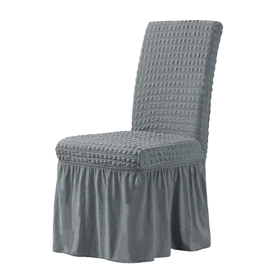 SET 6x Huse creponate cu volane din bumbac premium, pentru scaune