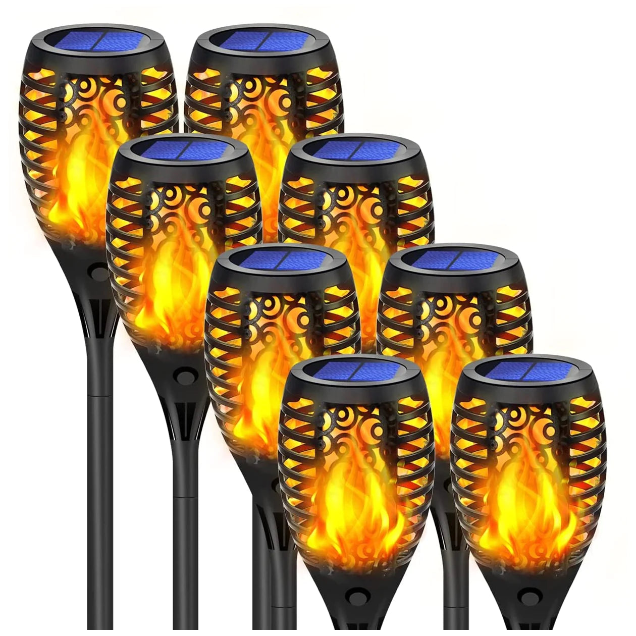 Set 4 / 6 sau 8 lampi solare tip torta cu efect flacara