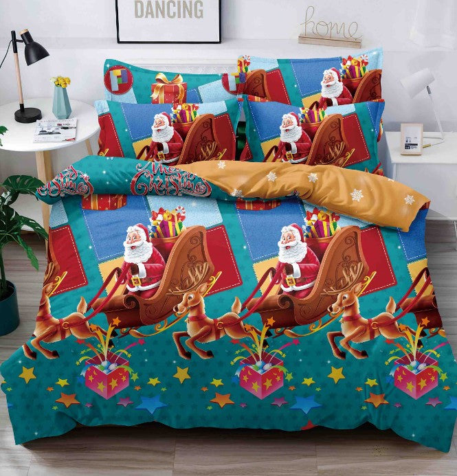 Lenjerie pat dublu, BUMBAC FINET, 6 piese, X-Mass Collection