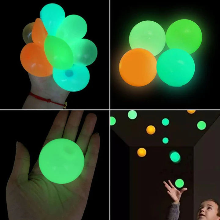 Set 3 Mingi anti-stres fosforescente pentru relaxare si distractie - VERDE