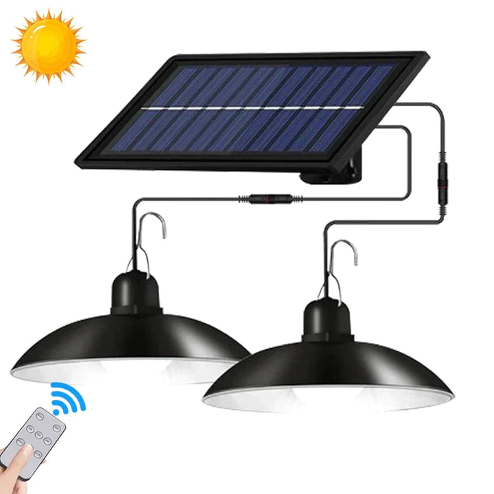 Set panou solar cu becuri LED cu aplica, telecomanda - 1 sau 2 LED-uri