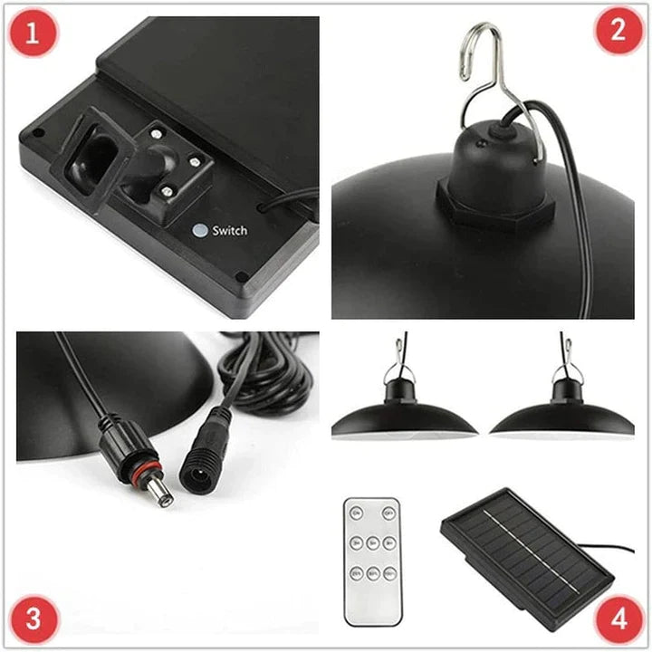 Set panou solar cu becuri LED cu aplica, telecomanda - 1 sau 2 LED-uri