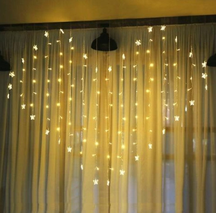 Instalatie Craciun - perdea luminoasa inima cu fluturi, Alb cald