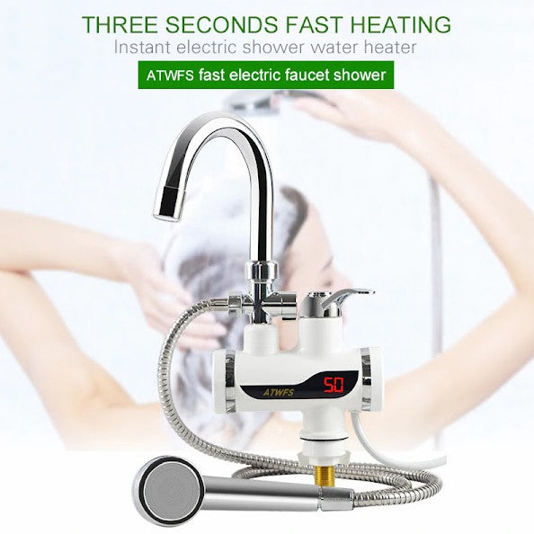 Robinet electric instant apa calda cu furtun