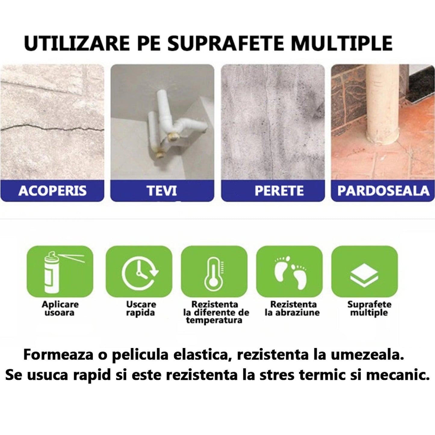 Spray pelicula pentru etansari , rezistent la apa, 700ml, Negru