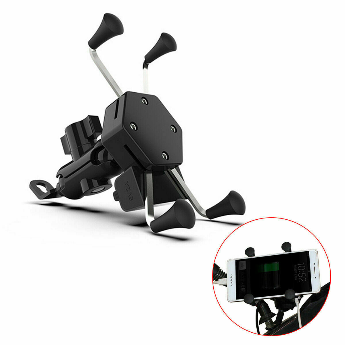Suport de telefon Andowl cu incarcator, pentru motocicleta